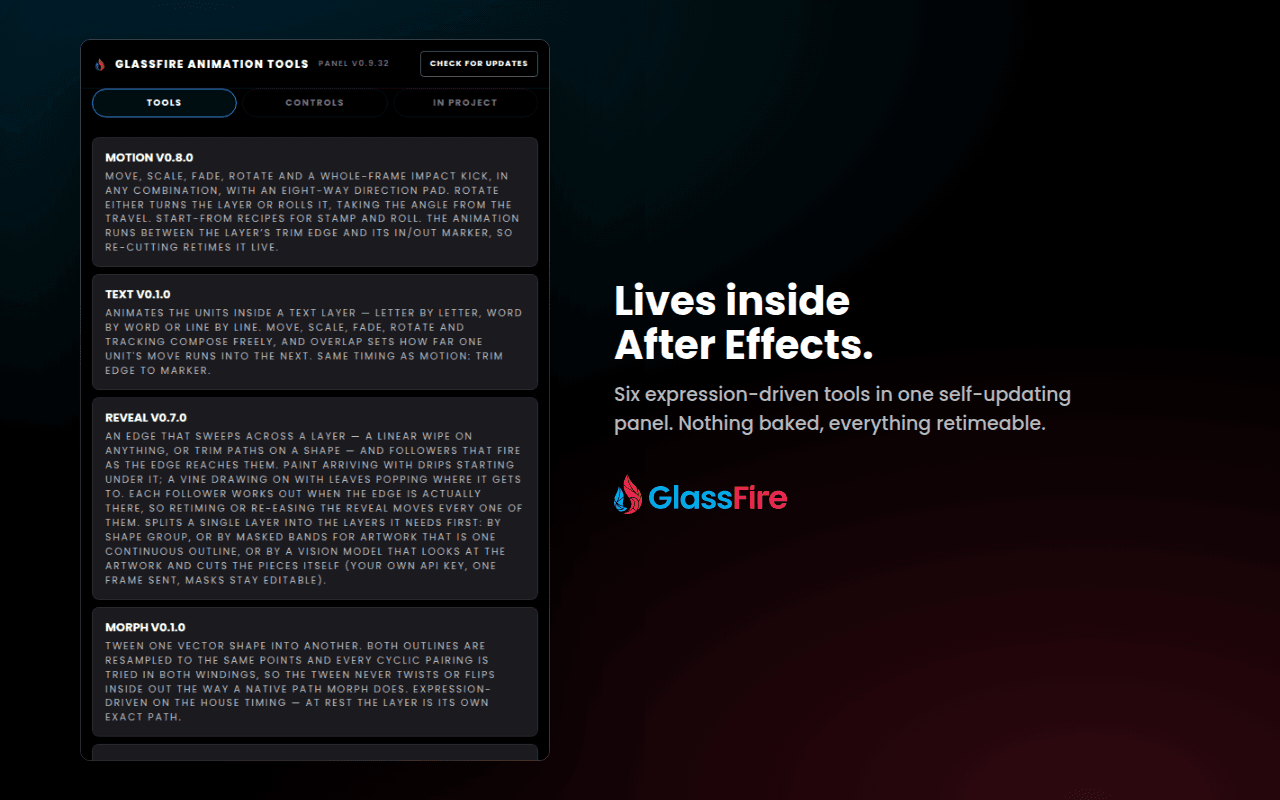 GlassFire Animation Tools screenshot