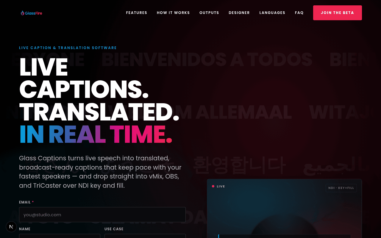 glasscaptions.com screenshot